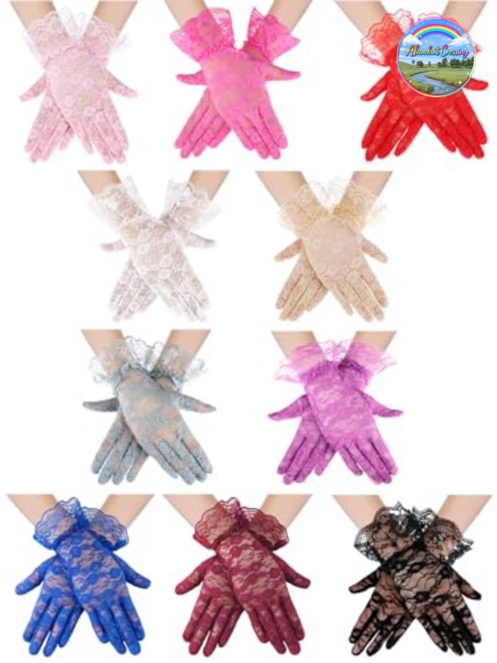 Elegant Lace Gloves for Tea Party Wedding Dinner Short Courtesy Gloves